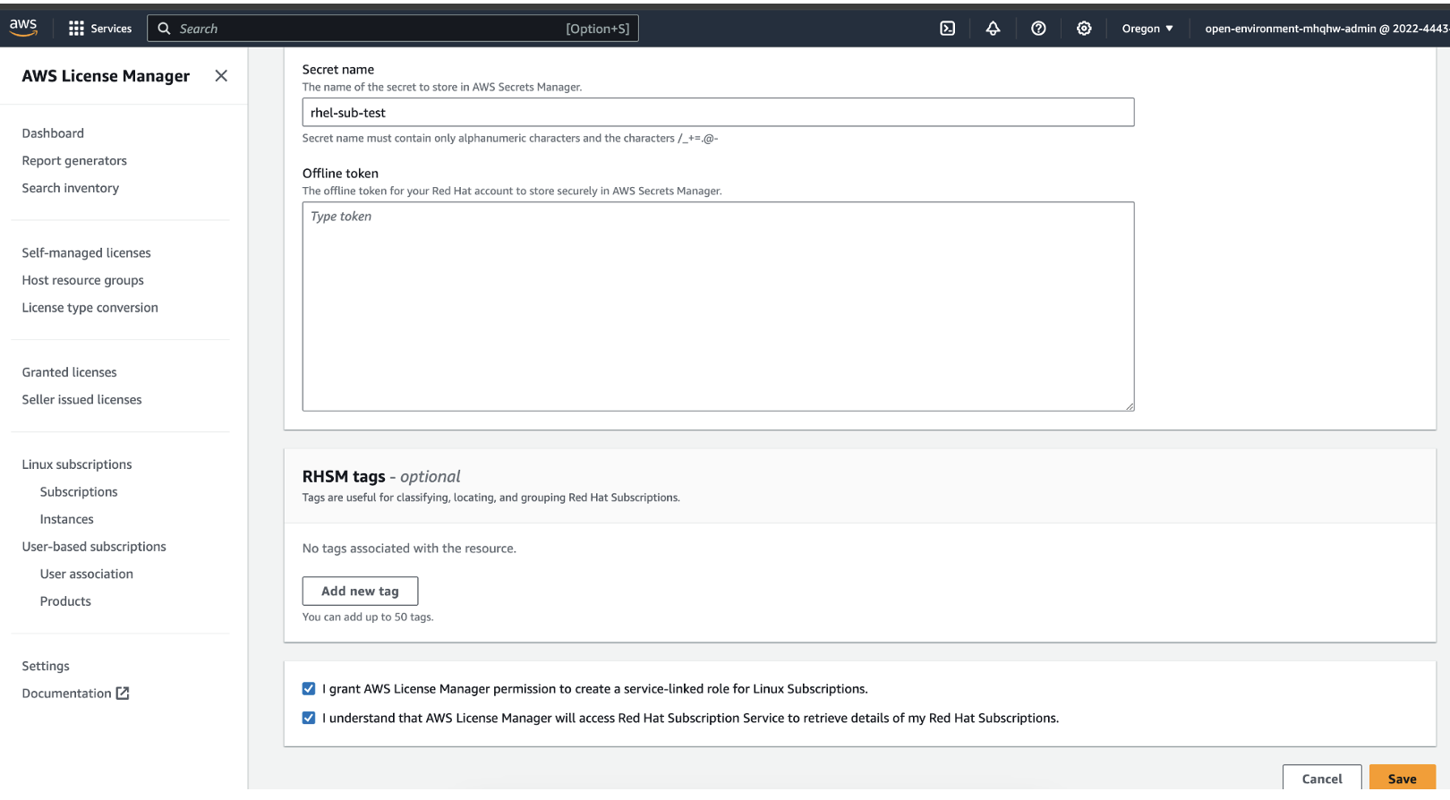 Subscription discovery configuration